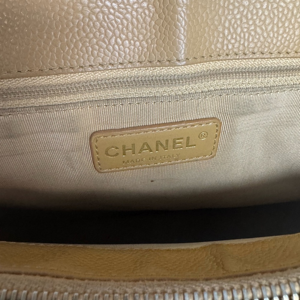 CHANEL Quilted Caviar Leather Beige Shopping Tote - Picture 10 of 16